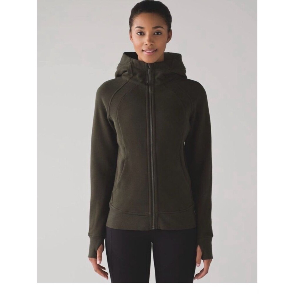 lululemon athletica Scuba Olive Green Full-Zip Hooded Jacket - Sz 2